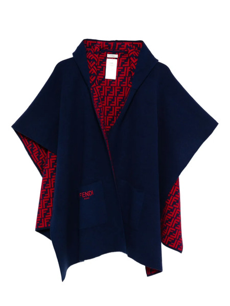  Fendi Kids Ff-pattern Hooded Cape - Blue 