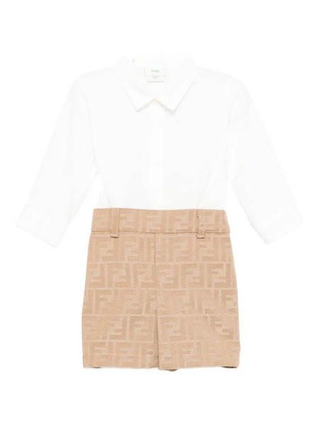  Fendi Kids Ff-pattern Shirt Romper - Neutrals 