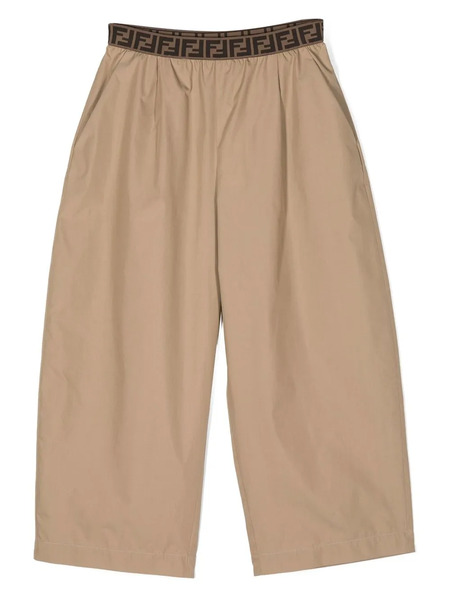  Fendi Kids Ff-pattern-waistband Shorts - Brown 