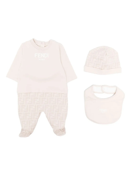  Fendi Kids Ff-print Babygrow Set - Brown 