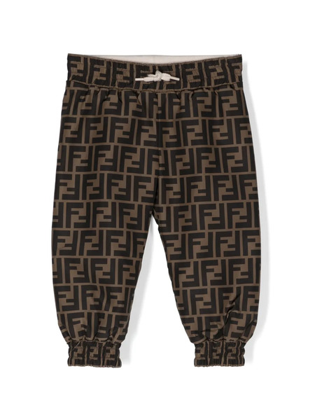  Fendi Kids Ff-print Drawstring Track Pants - Neutrals 