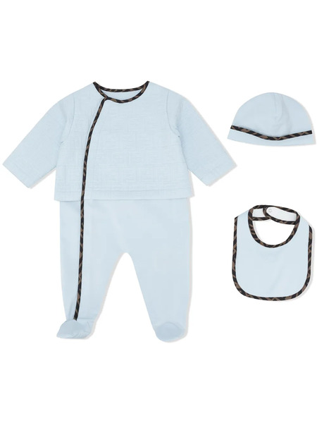  Fendi Kids Ff-trim Three-piece Set - Blue 