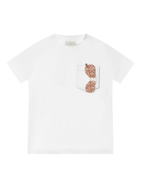  Fendi Kids Graphic-pocket T-shirt - White 