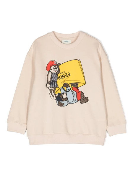  Fendi Kids Graphic-print Sweatshirt - Neutrals 