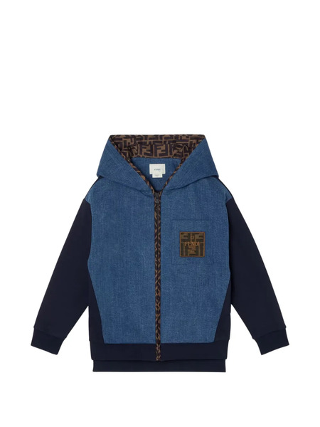  Fendi Kids Hooded Zip Sweatshirt - Blue 
