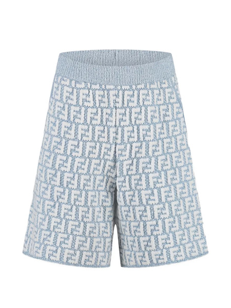  Fendi Kids Knitted Pattern Shorts - Blue 