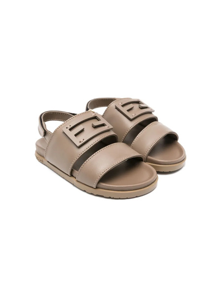  Fendi Kids Logo-appliqué Touch-strap Sandals - Brown 