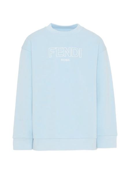  Fendi Kids Logo Crew-neck Sweatshirt - Blue 
