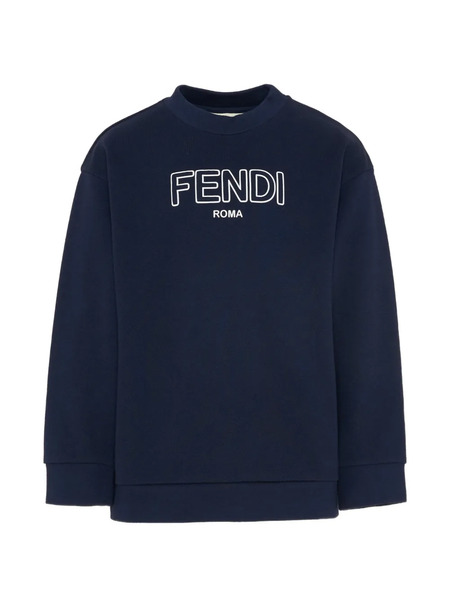 Fendi Kids Logo Crew-neck Sweatshirt - Blue 