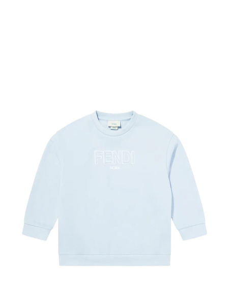  Fendi Kids Logo-detail Crew-neck Sweatshirt - Blue 