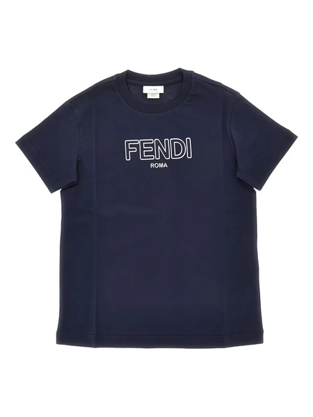  Fendi Kids Logo-detail T-shirt - Blue 