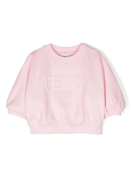  Fendi Kids Logo-embossed Cotton Sweatshirt - Pink 