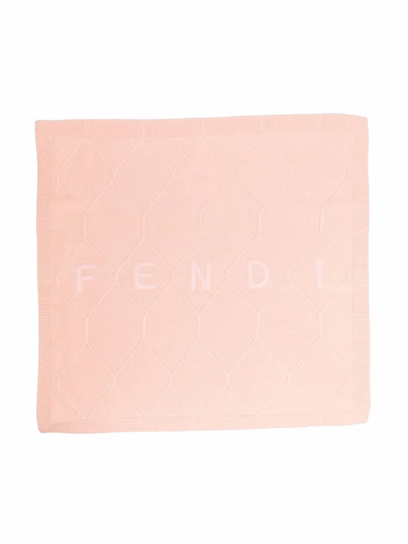  Fendi Kids Logo-embroidered Cable-knit Blanket - Pink 