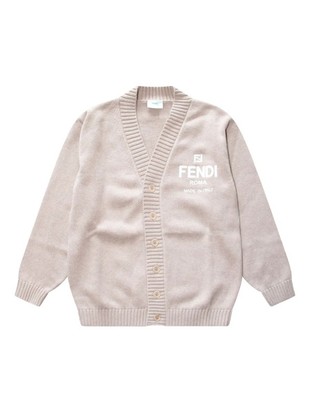  Fendi Kids Logo-embroidered Cardigan - Neutrals 
