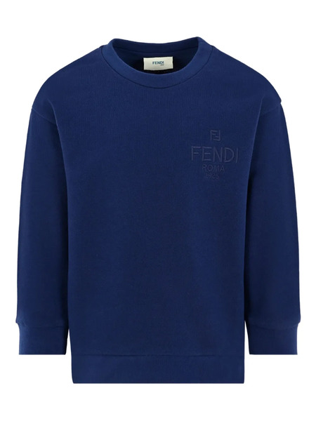  Fendi Kids Logo-embroidered Crew-neck Sweatshirt - Blue 