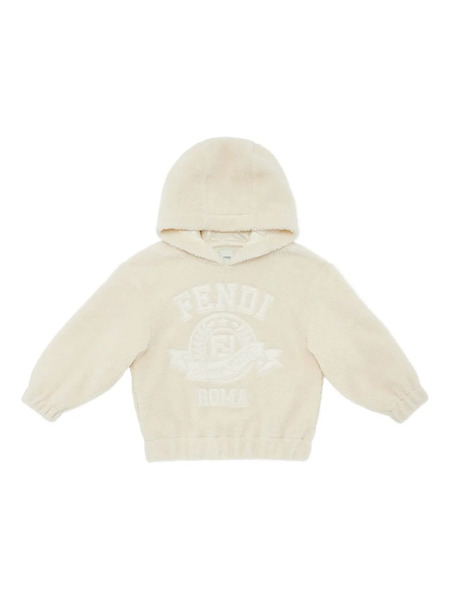  Fendi Kids Logo-embroidered Hoodie - Neutrals 