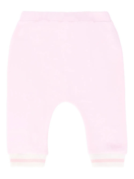  Fendi Kids Logo-embroidered Ribbed-cuff Sweatpants - Pink 