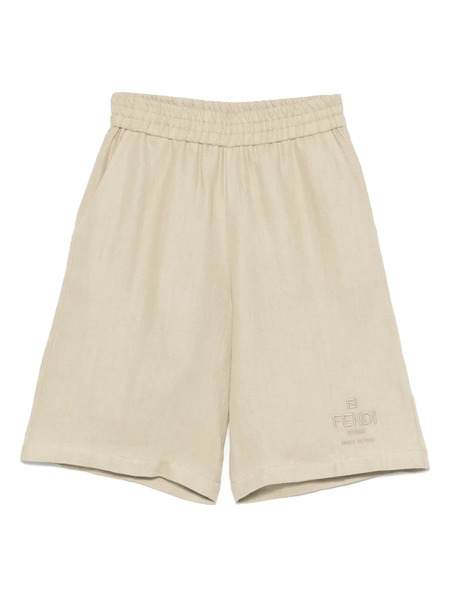  Fendi Kids Logo-embroidered Shorts - Neutrals 