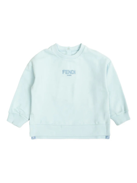  Fendi Kids Logo Embroidered Sweater - Blue 