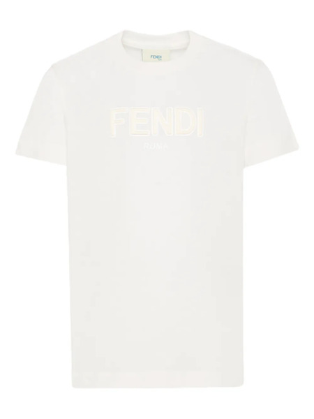  Fendi Kids Logo-embroidered T-shirt - Neutrals 