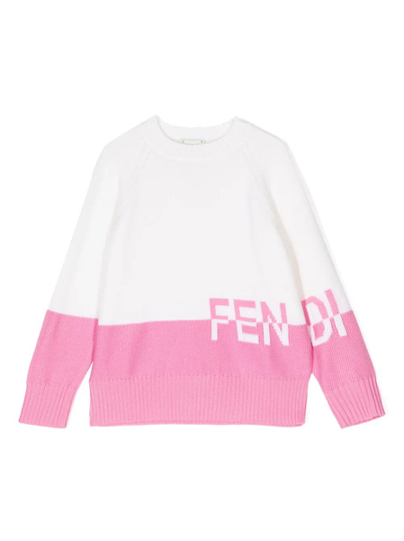  Fendi Kids Logo-embroidered Wool Jumper - White 