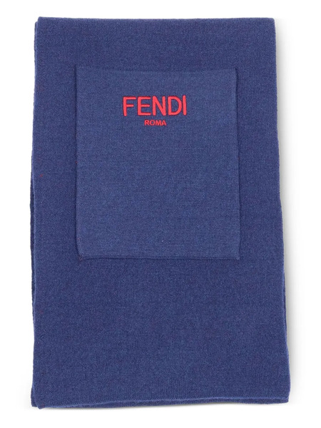  Fendi Kids Logo-embroidery Scarf - Blue 
