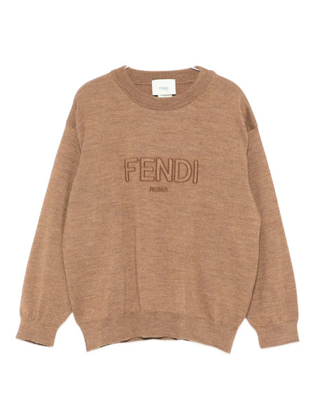  Fendi Kids Logo-embroidery Sweater - Brown 