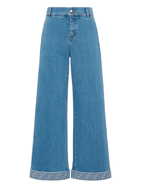  Fendi Kids Logo-hem Jeans - Blue 