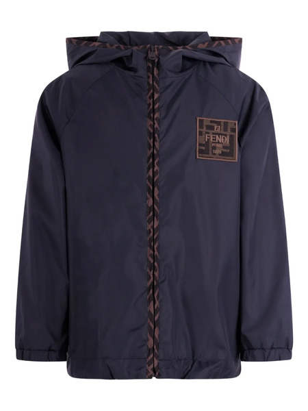  Fendi Kids Logo-patch Hooded Jacket - Blue 