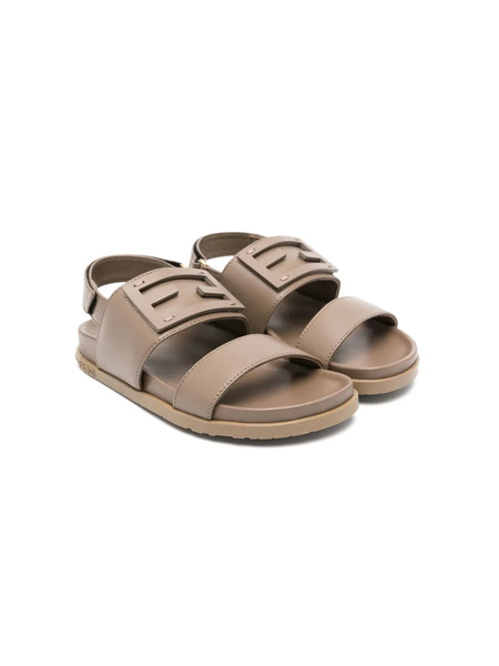  Fendi Kids Logo-patch Leather Sandals - Brown 