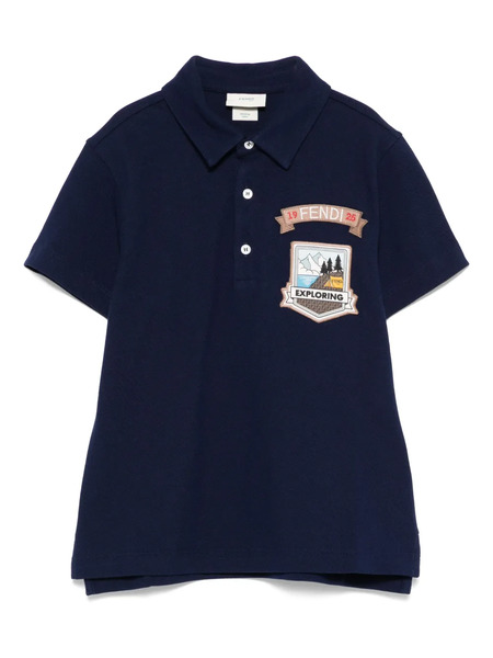  Fendi Kids Logo-patch Polo Shirt - Blue 