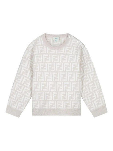  Fendi Kids Logo-pattern Knitted Top - Neutrals 