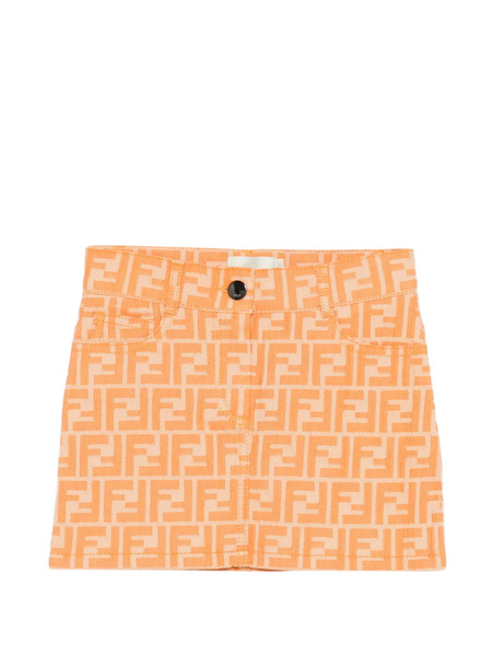  Fendi Kids Logo Pattern Skirt - Orange 