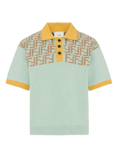  Fendi Kids Logo-patterned Short-sleeves Polo Shirt - Green 