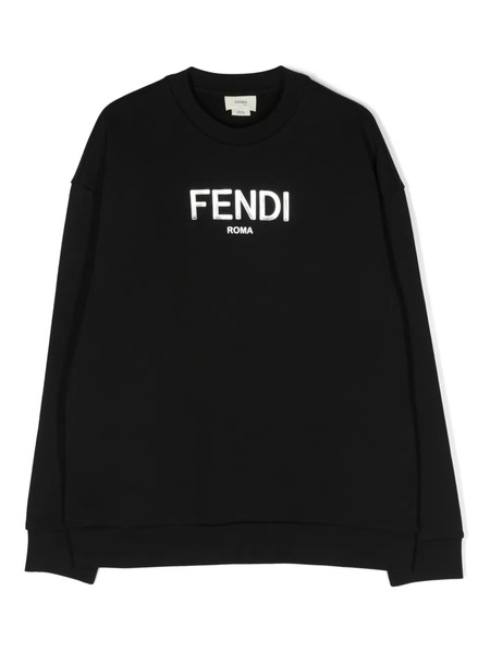  Fendi Kids Logo-print Crew-neck Sweatshirt - Black 