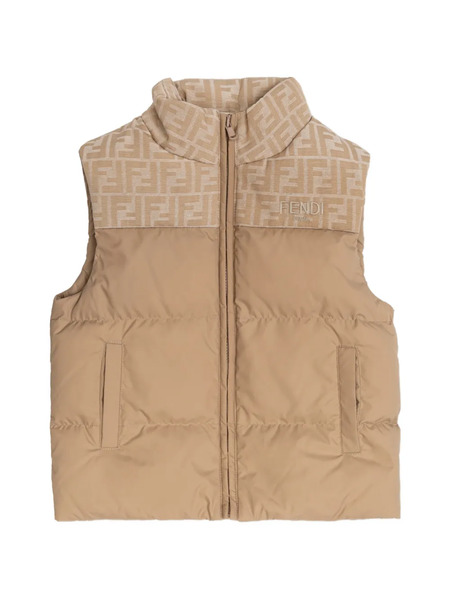 Fendi Kids Logo Quilted Jacket - Neutrals 