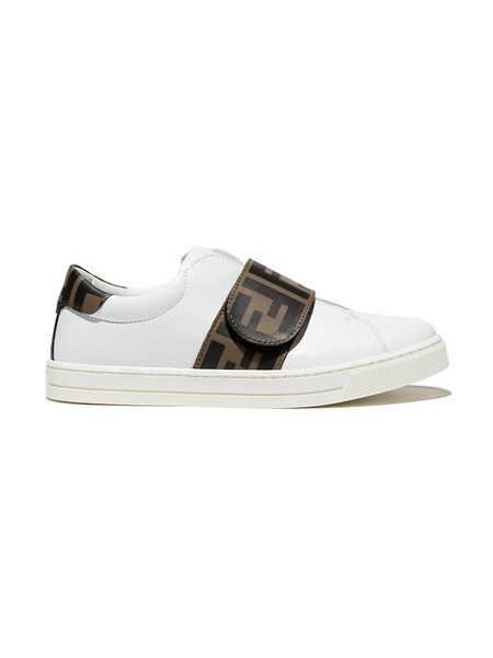  Fendi Kids Logo-strap Low-top Sneakers - White 