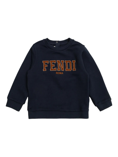  Fendi Kids Long-sleeve Crew-neck Sweater - Blue 