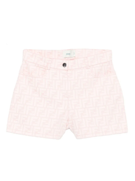 Fendi Kids Monogram Cotton Shorts - Pink 