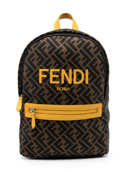  Fendi Kids Monogrammed Backpack - Brown 