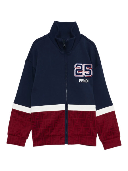  Fendi Kids Number-applique Zip-up Sweatshirt - Blue 