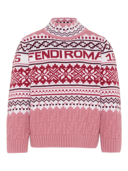 Fendi Kids Patterned Roll-neck Sweater - Pink 