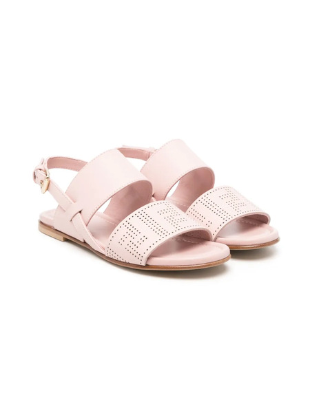  Fendi Kids Perforated-logo Sandals - Pink 