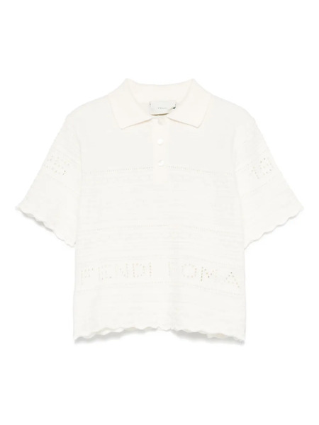  Fendi Kids Perforated Polo Shirt - Neutrals 