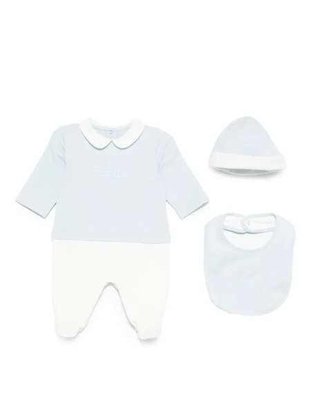  Fendi Kids Peter-pan-collar Bodysuit Set (set Of Three) - Blue 