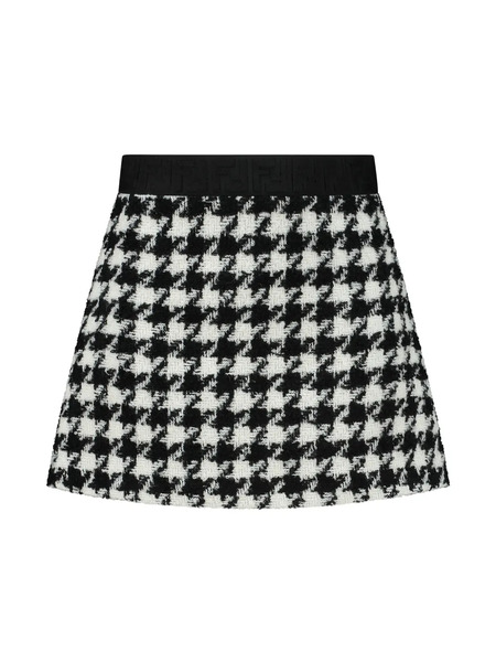 Fendi Kids Pied-de-poule A-line Skirt - Black 
