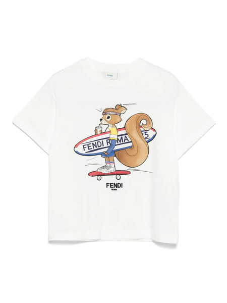  Fendi Kids Print Cotton T-shirt - White 