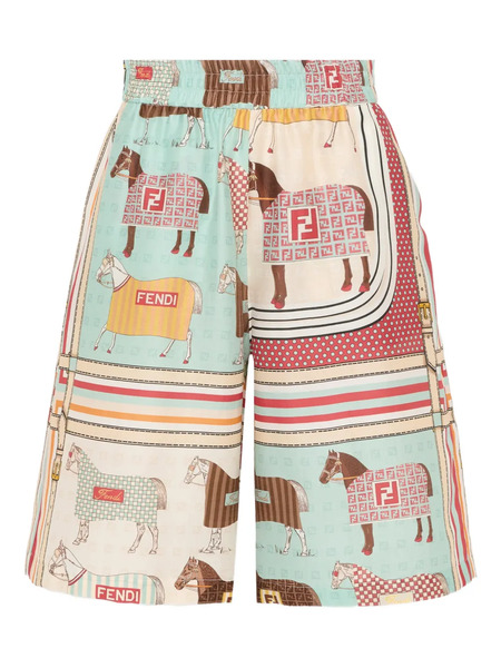  Fendi Kids Printed Shorts - Neutrals 