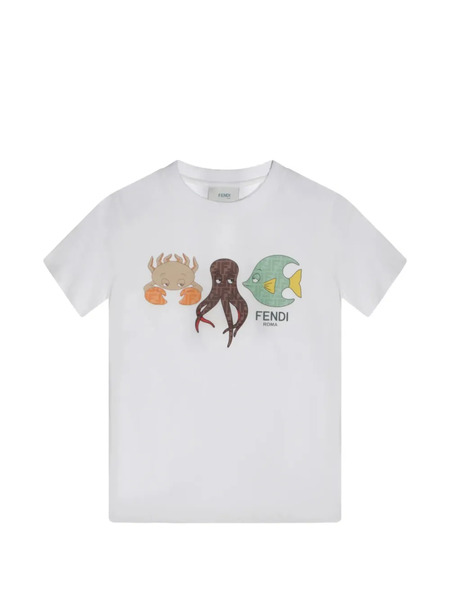  Fendi Kids Printed T-shirt - White 