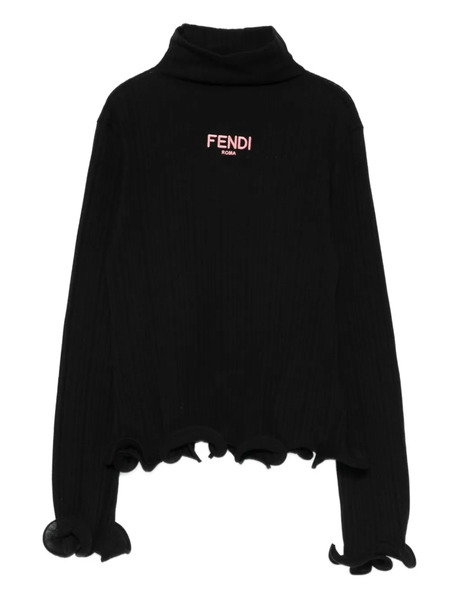  Fendi Kids Ribbed-knit Jumper - Black 